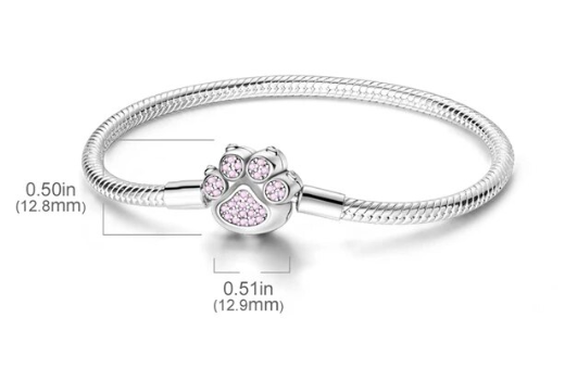 Pulsera Plata de Ley con Cierre Huellita Rosa