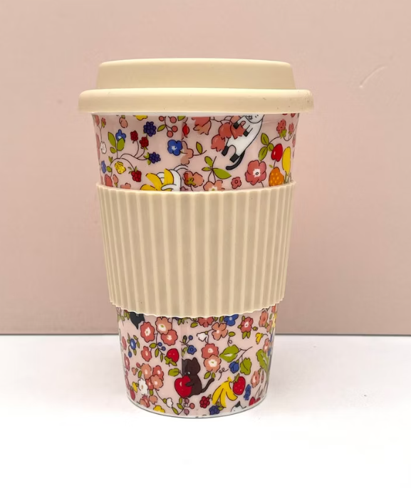 Vaso de cerámica con diseño floral y tapa de silicona Sweet Candy