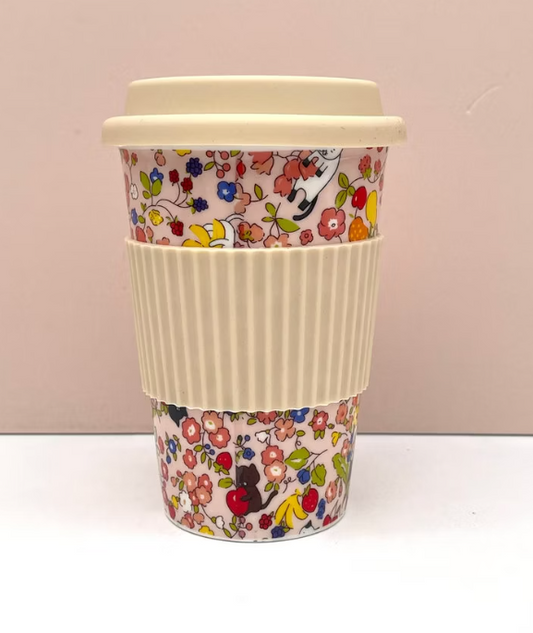 Vaso de cerámica con diseño floral y tapa de silicona Sweet Candy