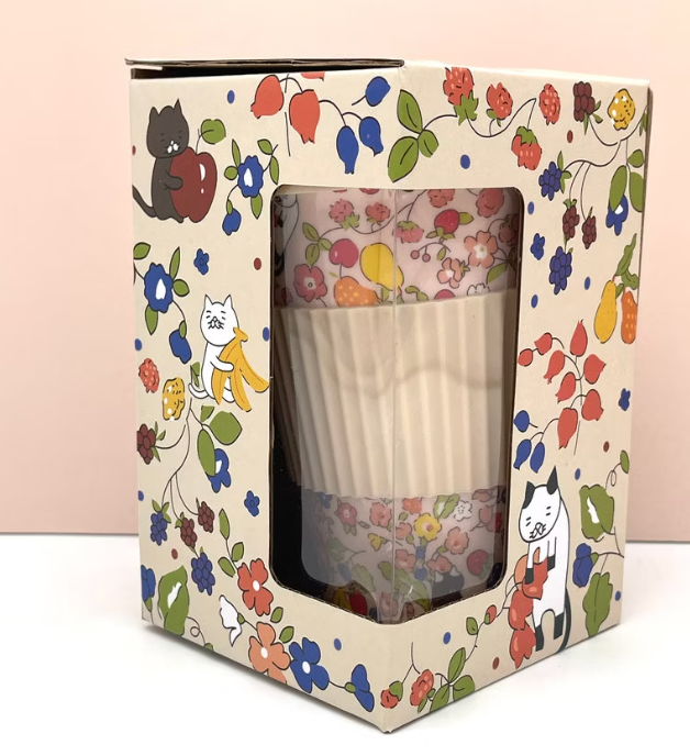 Vaso de cerámica con diseño floral y tapa de silicona Sweet Candy