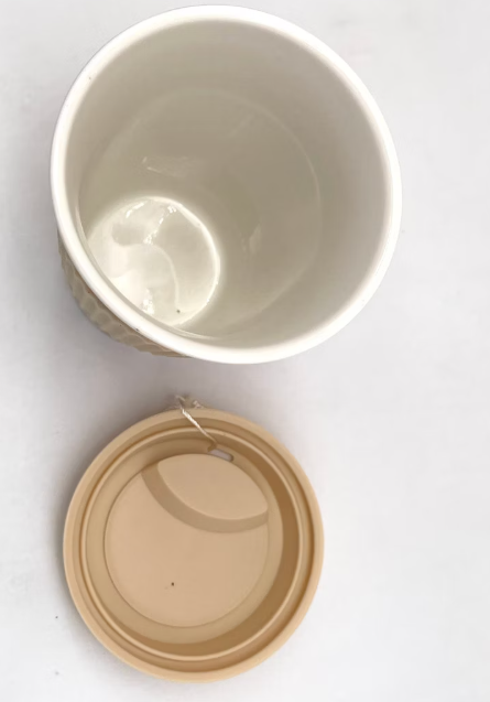 Vaso de cerámica con diseño floral y tapa de silicona Sweet Candy