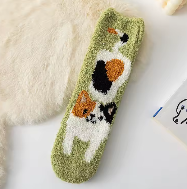 Calcetines Gatito Verde con Parches – Edición Michi