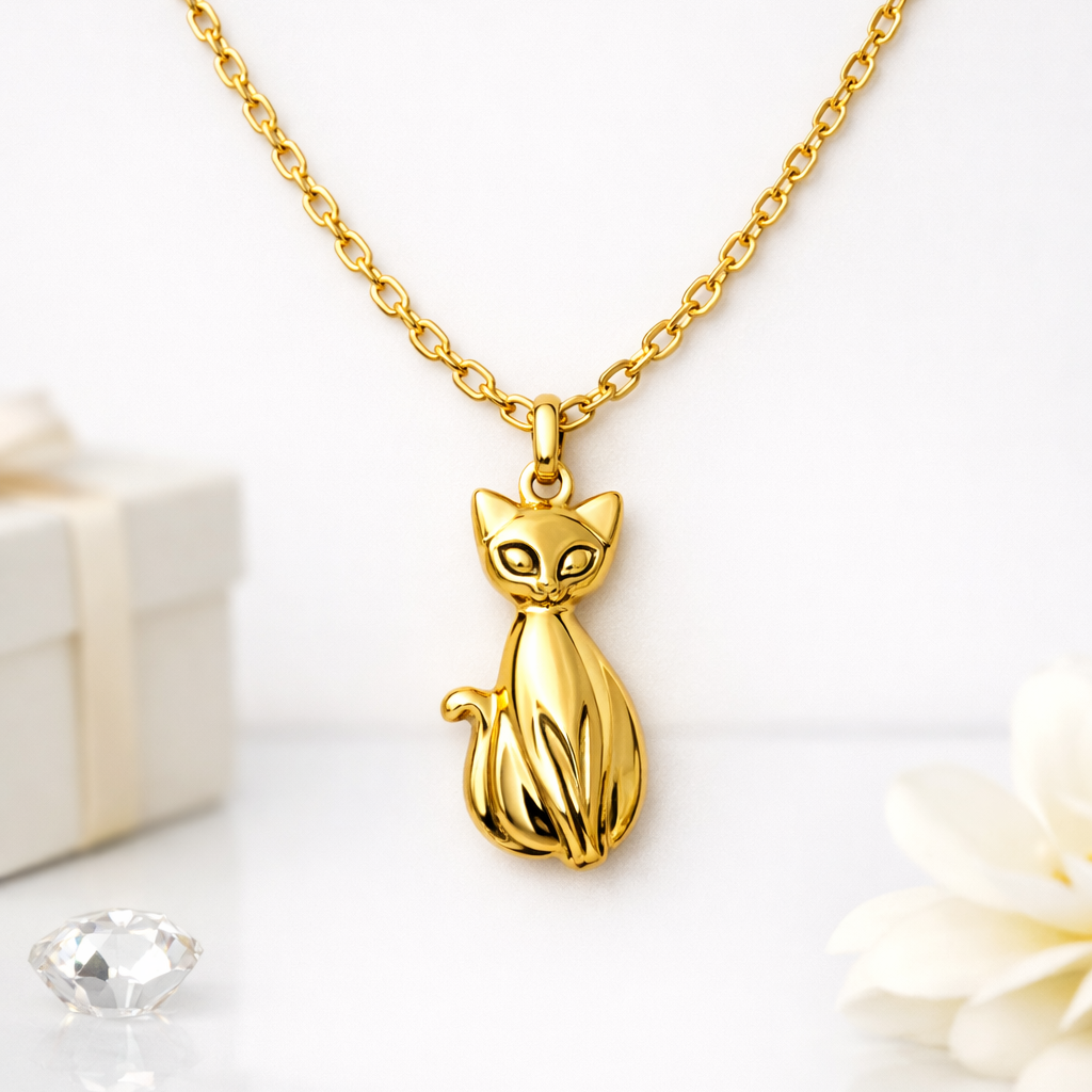 Collar Gato Minimalista Dorado Acero Inoxidable