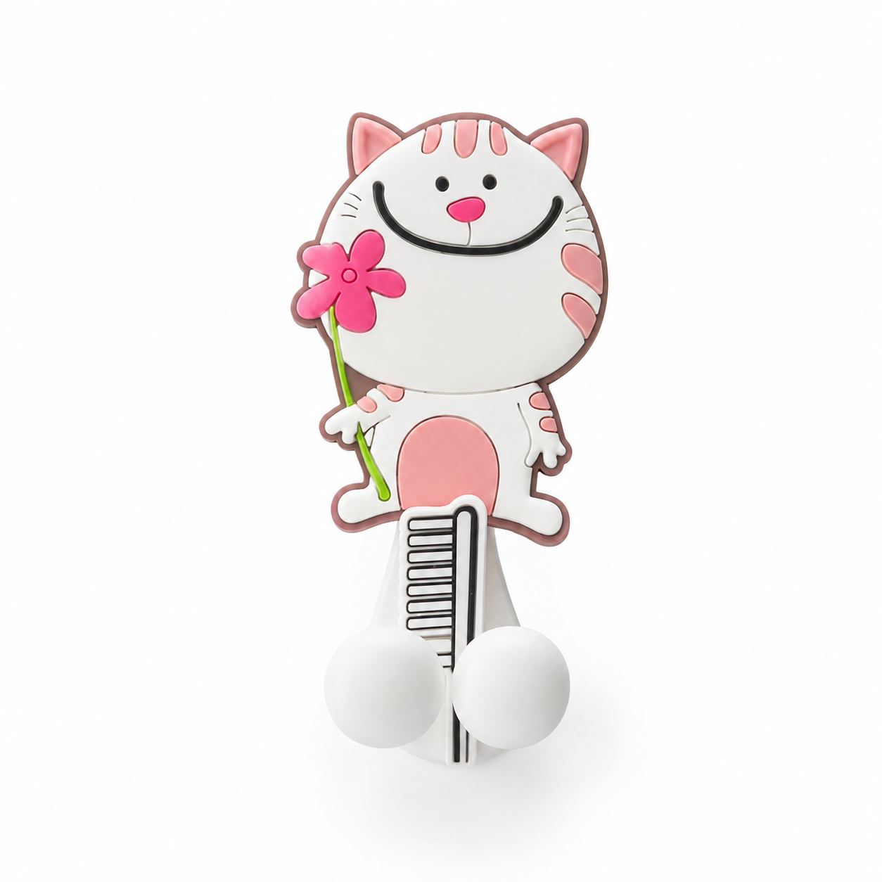 Soporte Gatuno para Cepillos – Gatito con Flor