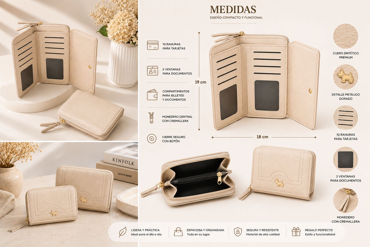 Cartera Beige Multifunción