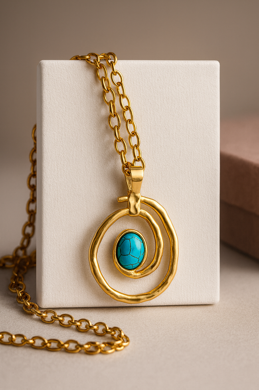Collar Espiral Dorada & Turquesa