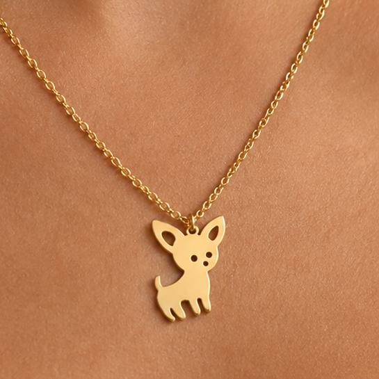 🐶 Collar de Acero Dorado Chihuahua – Pequeño pero con Mucho Amor