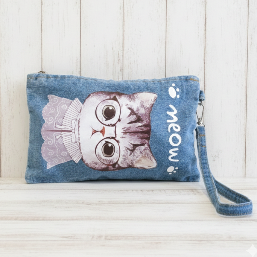 Bolso–Neceser Vaquero Gatita con gafas