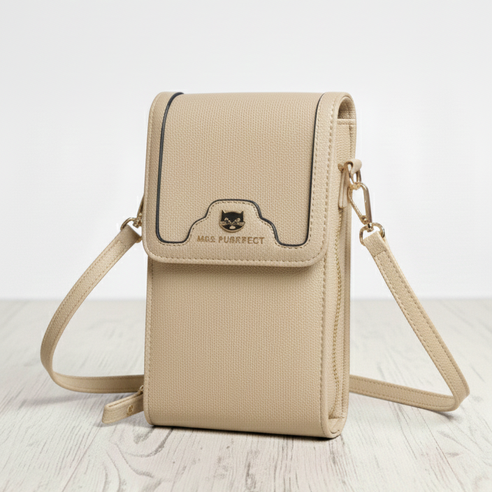 Bolso Mini Bandolera “Mrs. Purrfect” beige
