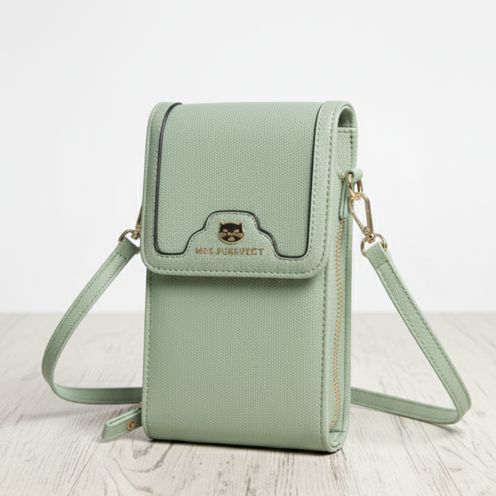 Bolso Mini Bandolera “Mrs. Purrfect” verde