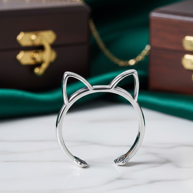 Anillo Gatuno Minimal – Plata de Ley 925
