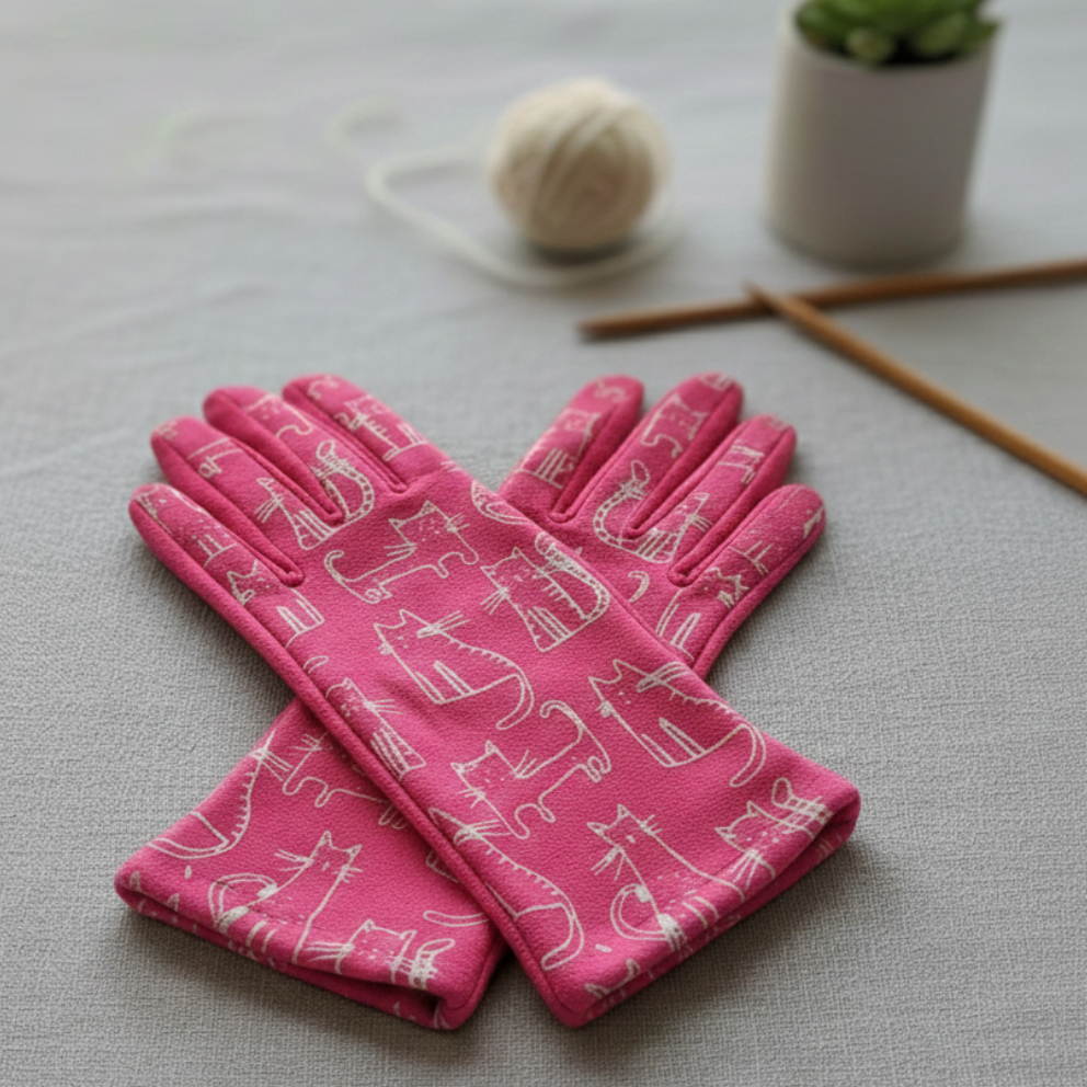 Guantes Gatunos Cozy Cat- fucsia