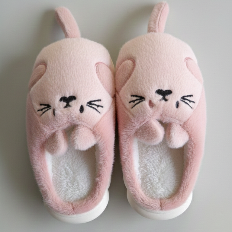 Zapatillas de Casa Gatito Rosas – Súper Suaves