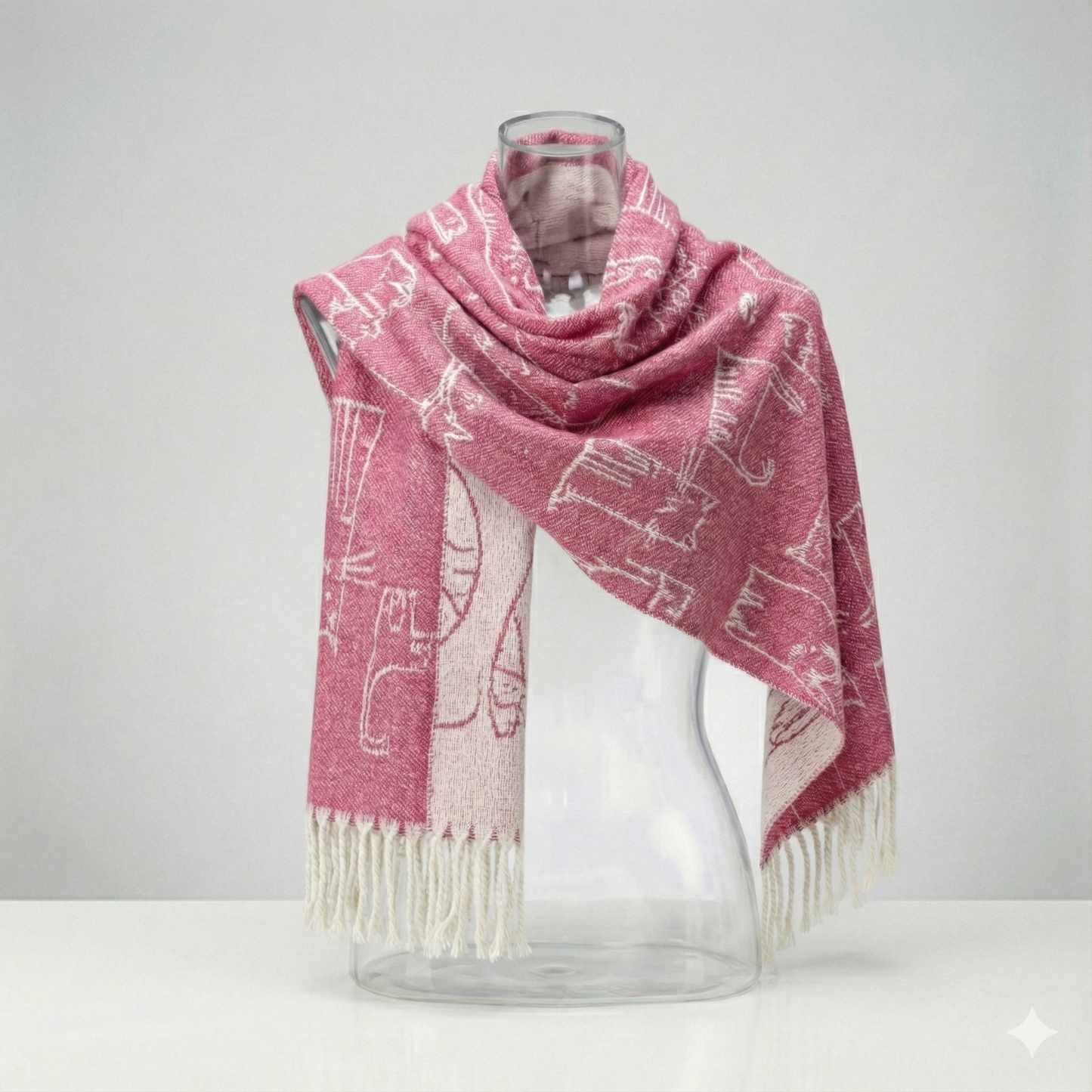 Bufanda Reversible Gatos – Color Rosa fuerte