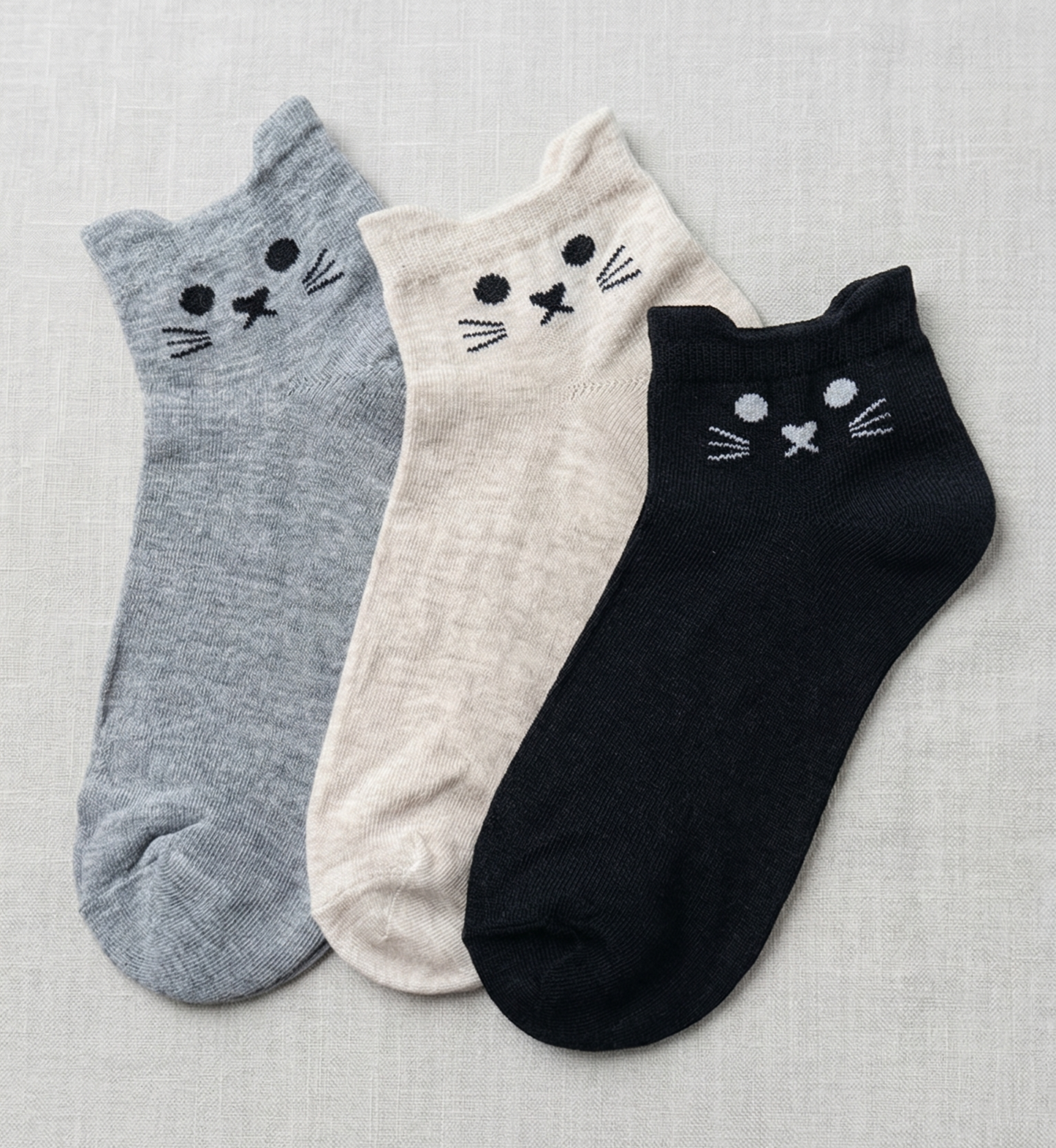 Calcetines tobilleros gato minimal. Pack 3 pares