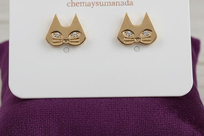 Pendientes Gatito Dorados – Gold Filled