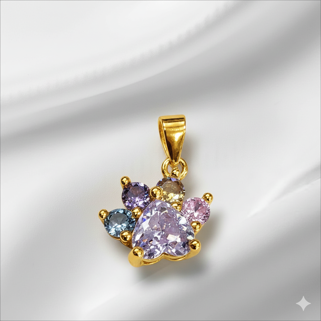 Collar Huella Multicolor – Plata de Ley Chapada en Oro