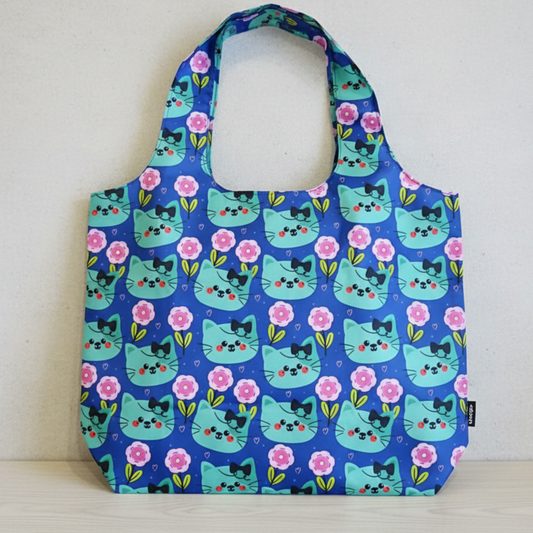 Bolsa de la Compra Reutilizable Gatitas con Flores