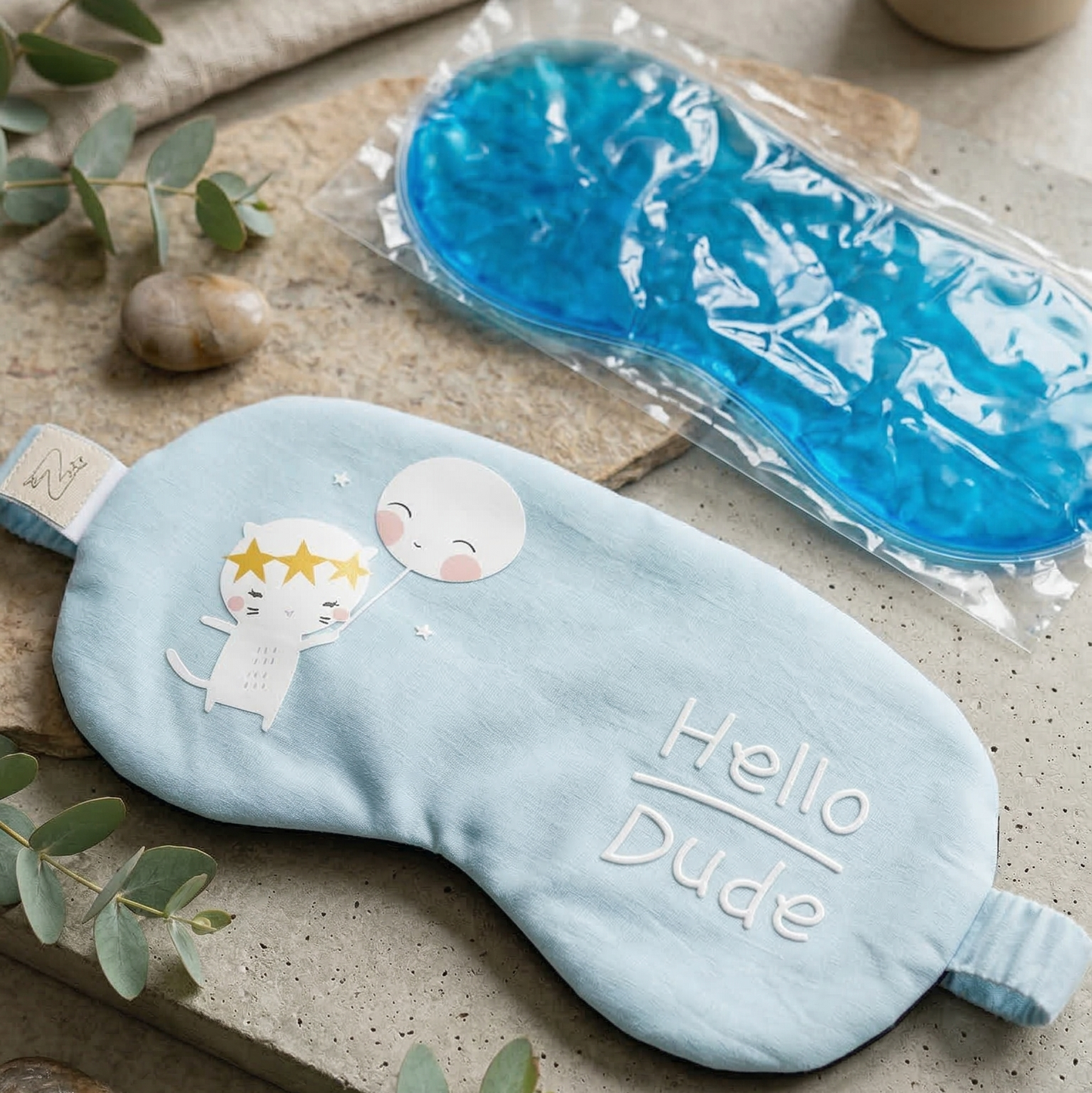 Antifaz relajante frío/calor con gel – “Hello Dude”