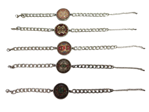 Pulsera de acero con diseños florales tipo azulejo unisex (envío aleatorio)