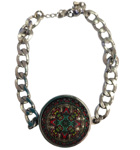 Pulsera de acero con diseños florales tipo azulejo unisex (envío aleatorio)