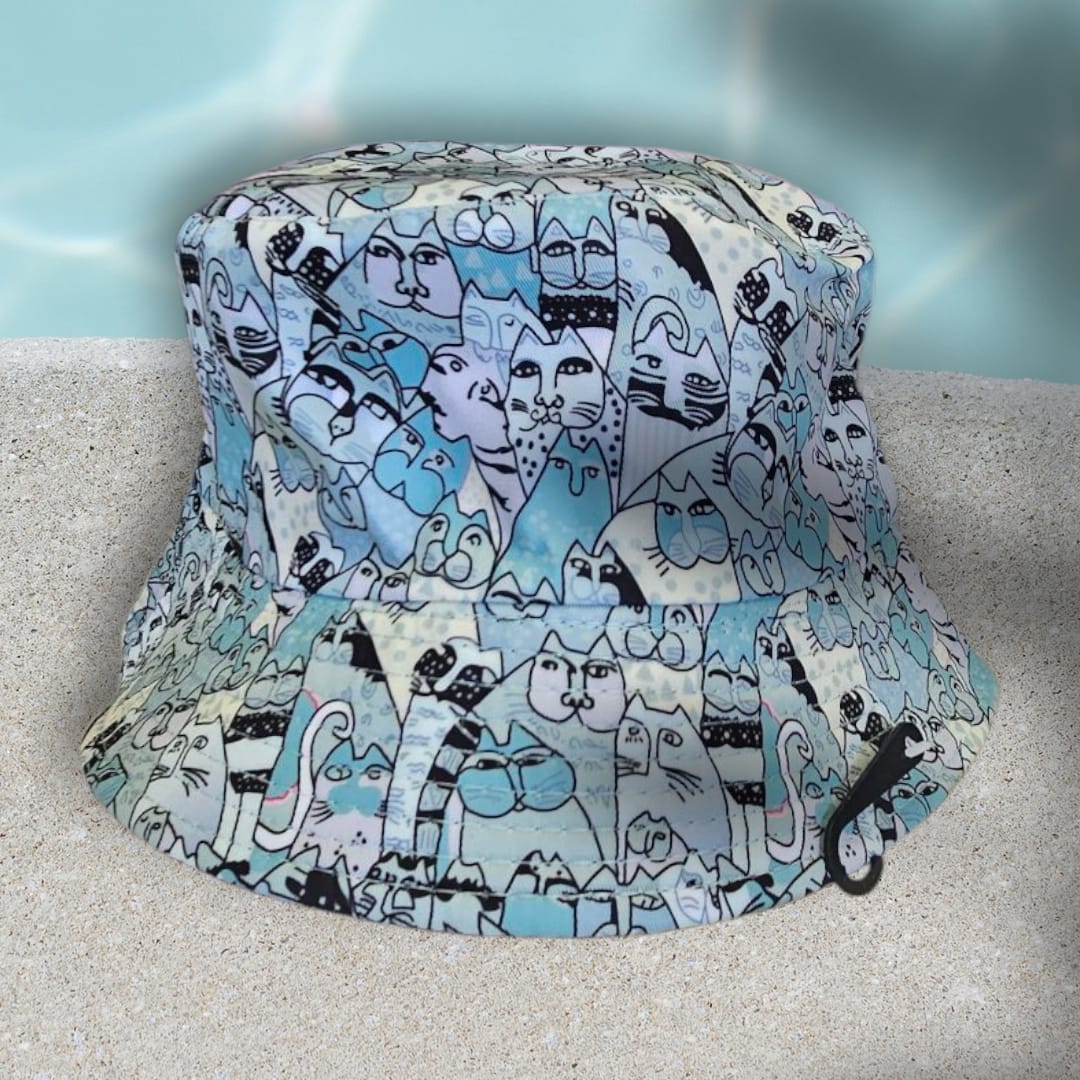 Gorro de pescador estampado de gatitos