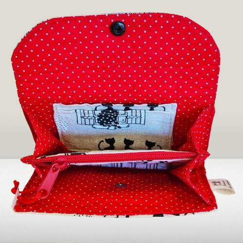 Cartera de tela Gatitos en la Ciudad hecha a mano