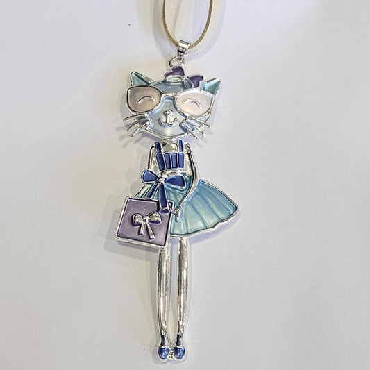 Collar Gatita Fashion Articulada color plata con tonos azules