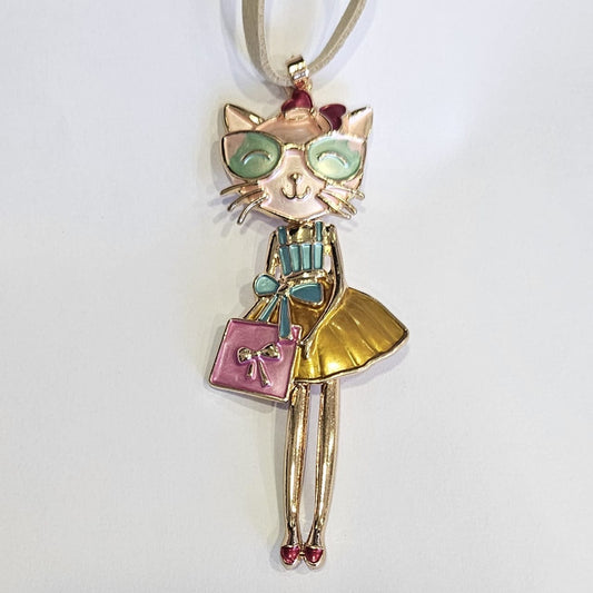 Collar Gatita Fashion Articulada color dorado con bolso rosa