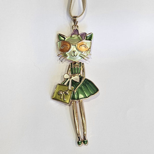 Collar Gatita Fashion Articulada tonos verdes