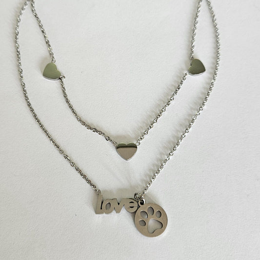 Cadena de acero "Love" huella y corazones