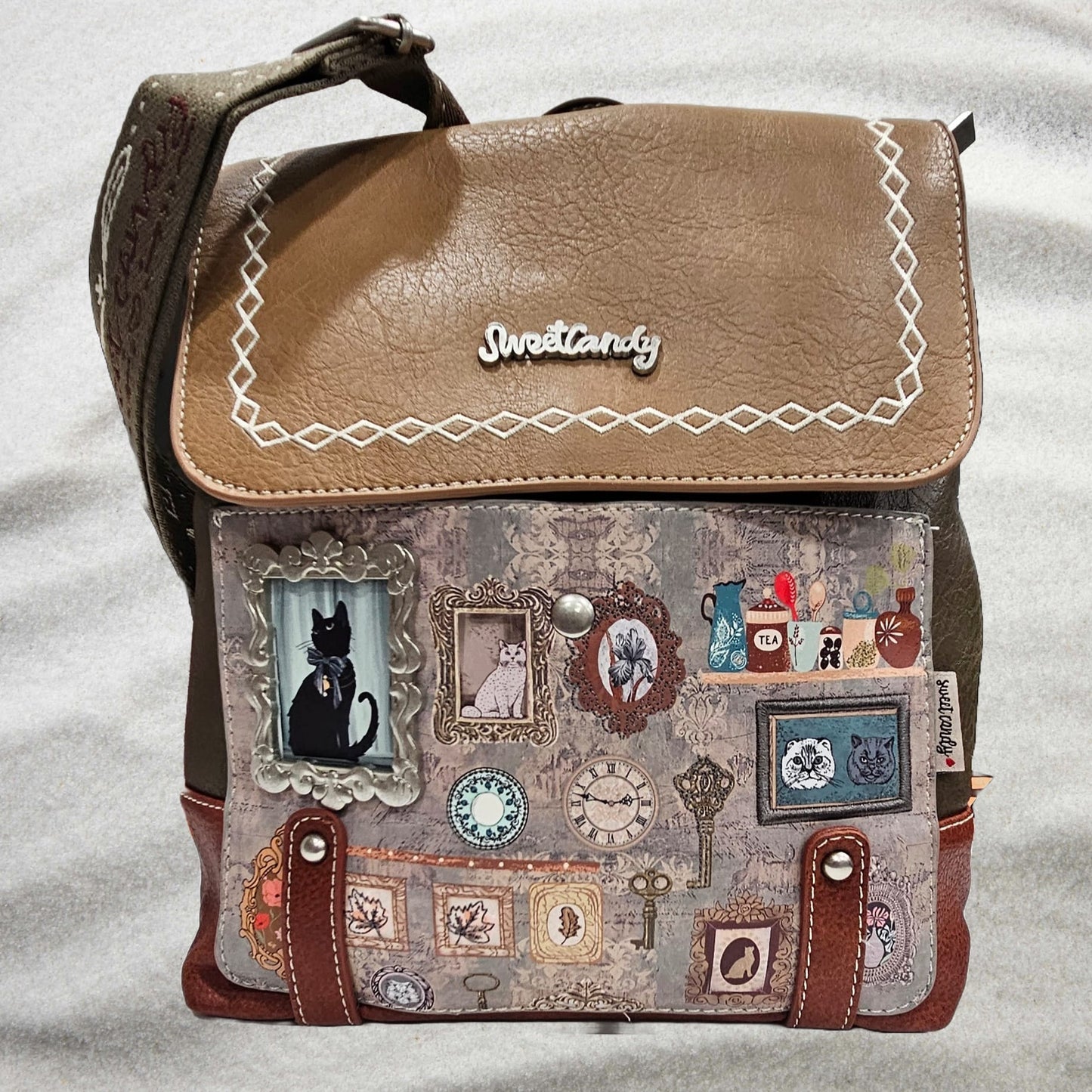 Mochila Sweet Candy Edición Limitada Cats, color verde (XK06)
