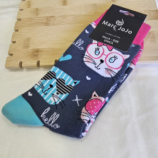 Calcetines Marc Jojo – Gatos con gafas y corazones