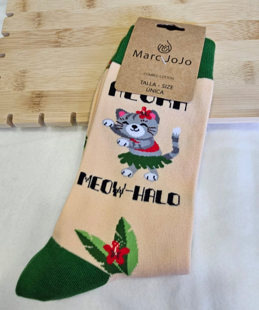 Calcetines Marc Jojo – Gato tropical “Meow-Halo”