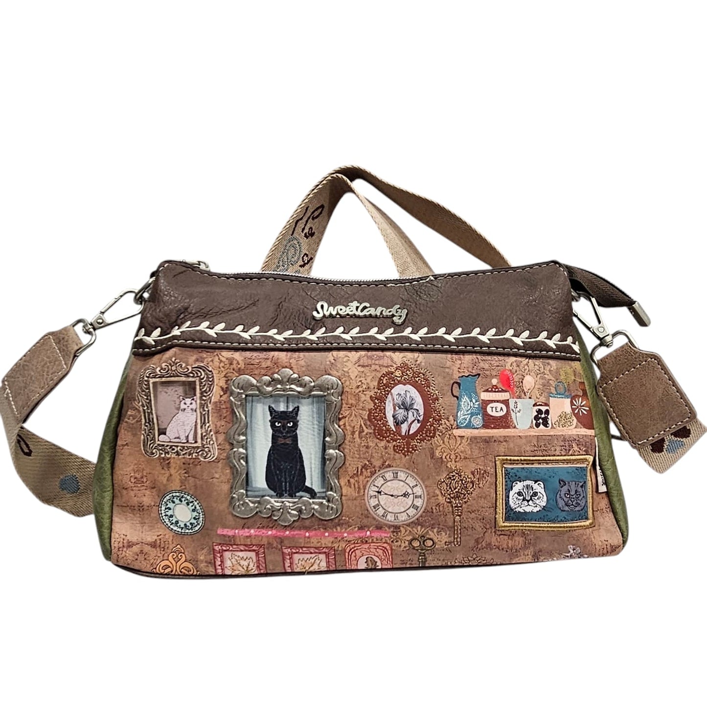 Bolso Sweet Candy Edición con ilustraciones exclusivas, color caqui (05#)