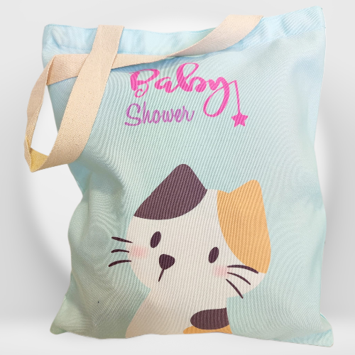 Tote bag con estampado de gatito "Baby Shower"