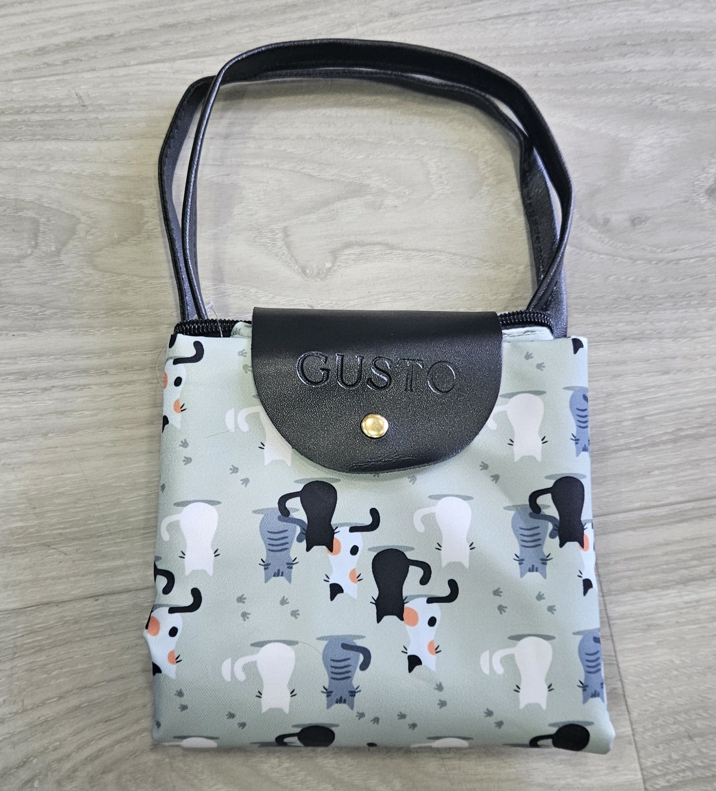 Bolsa Tote Verde con Gatos – Plegable