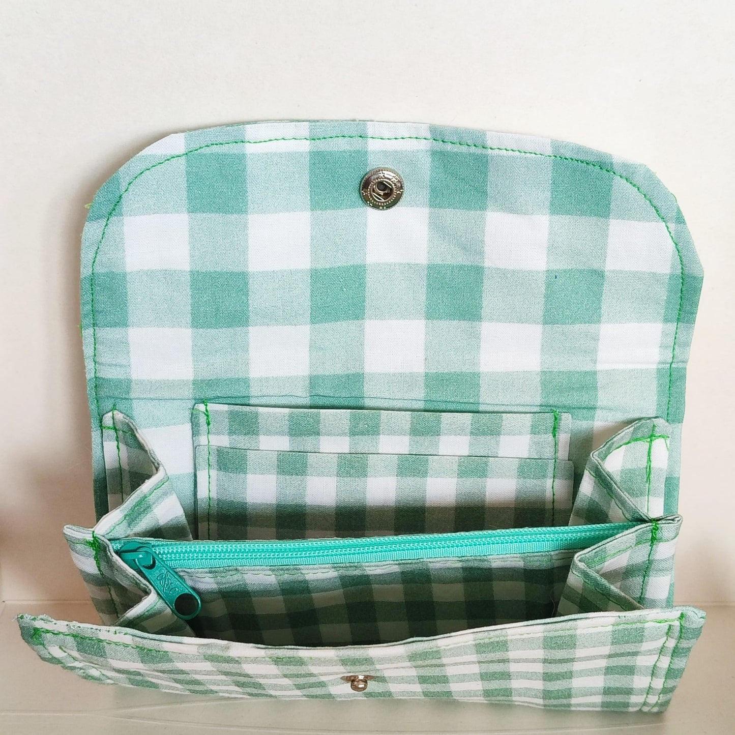 Cartera Vichy Verde hecha a mano