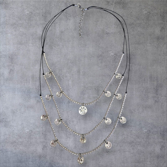 Collar Triple Huella Brillante de Acero