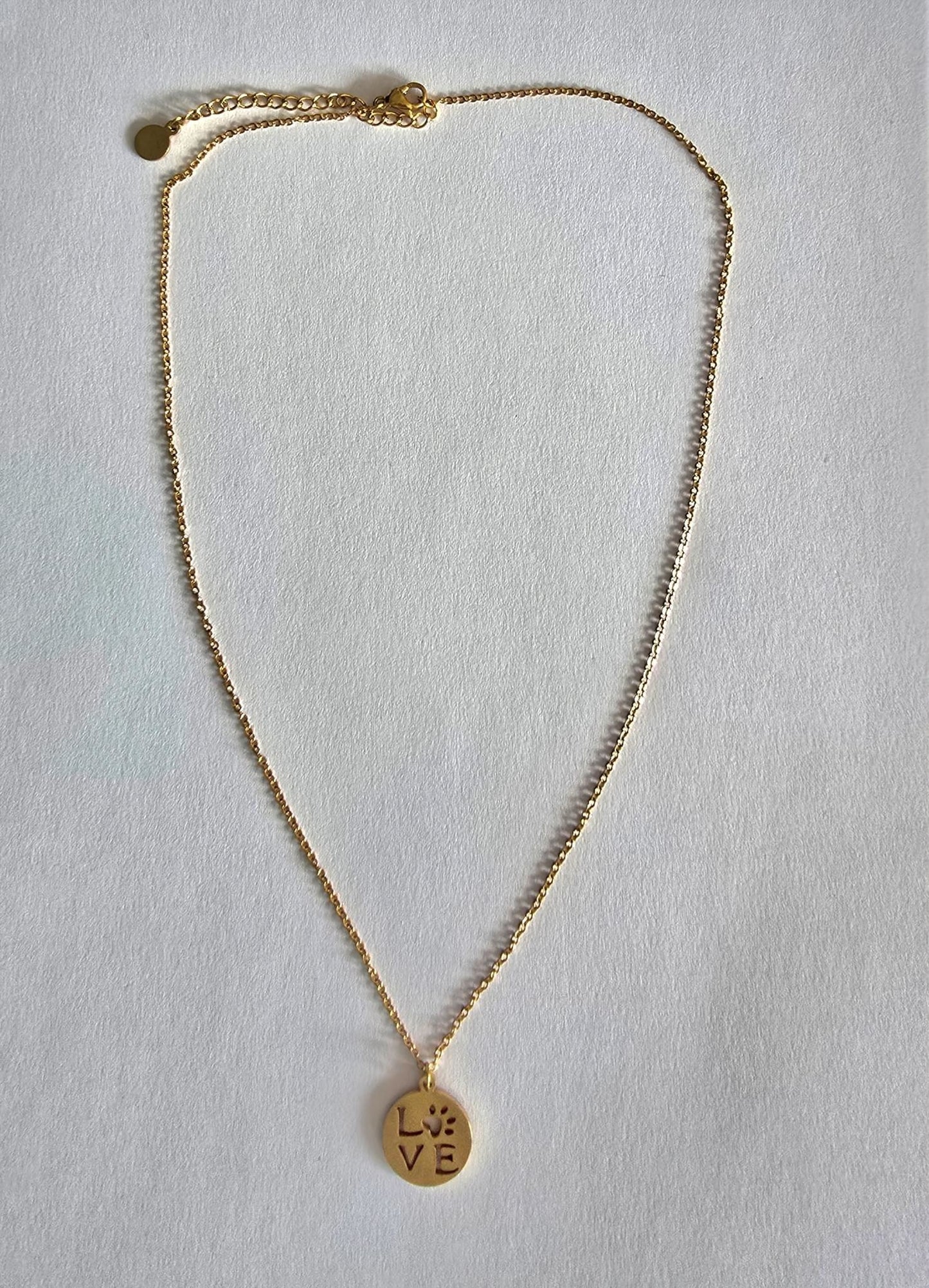 Collar de Acero LOVE con Huella color dorado
