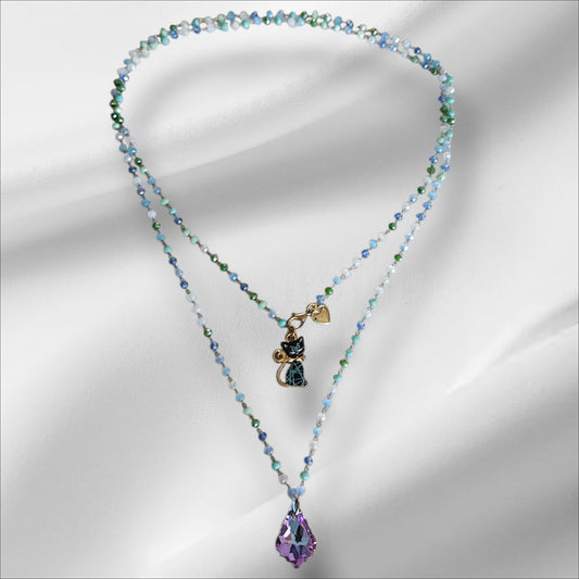 Collar "Místico Gato & Gema de Luz"