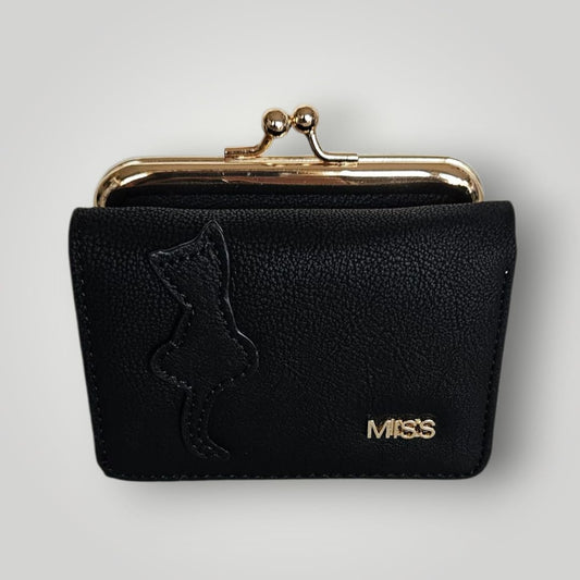 Monedero-billetero silueta de gato color negro