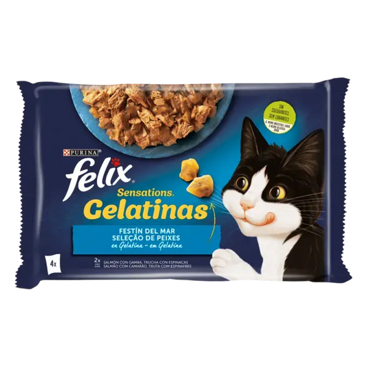 PURINA Felix Sensations Festín del Mar Sobres en Gelatina 85g