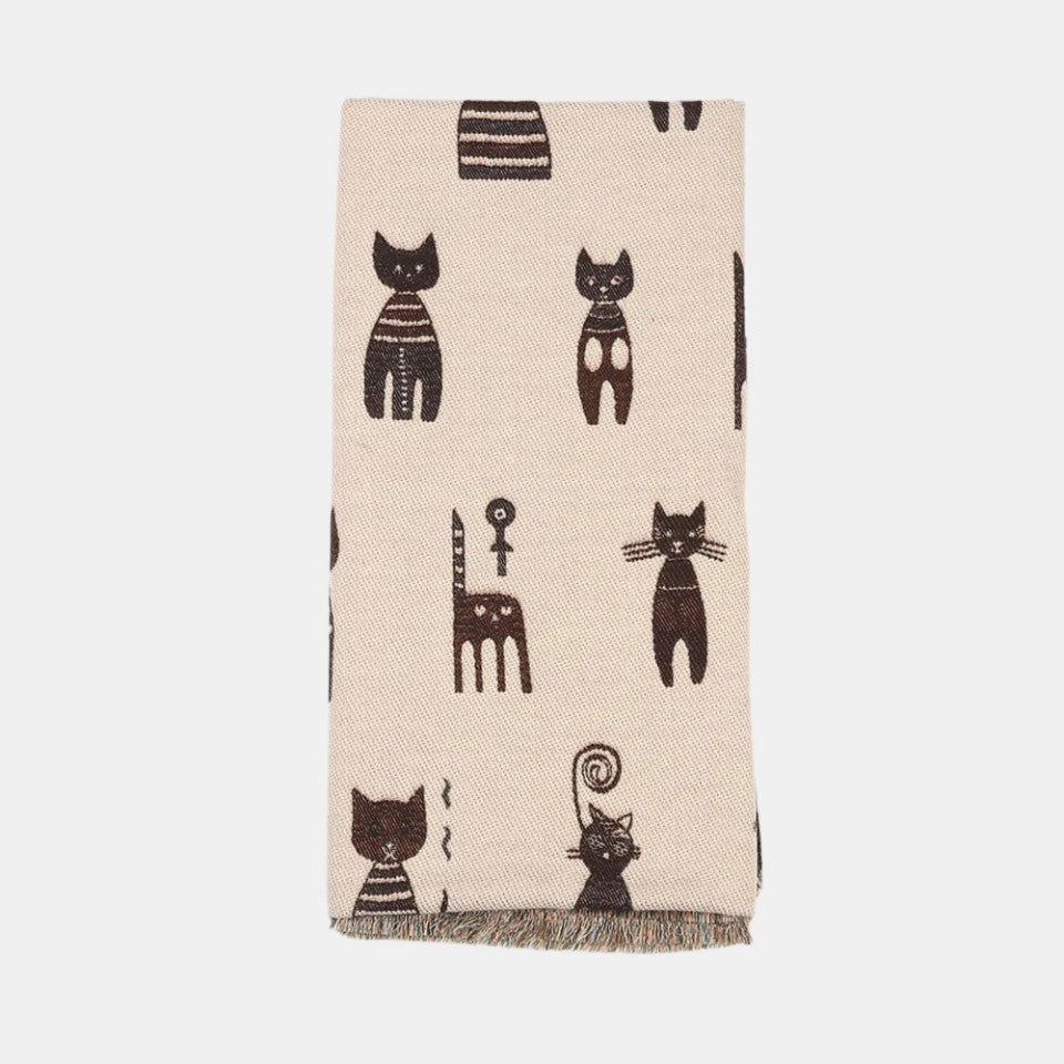 Bufanda Reversible Gatitos – Modelo Marrón