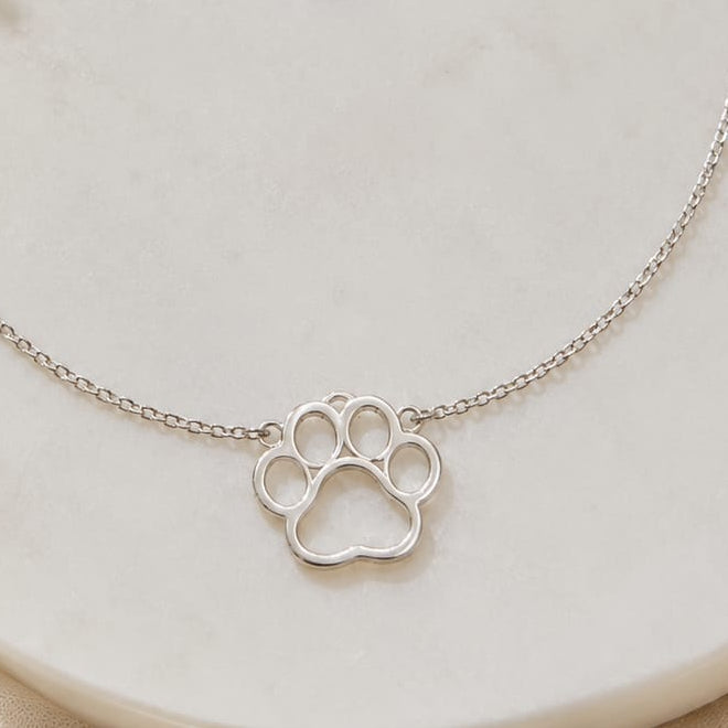 Collar Acero Inoxidable Huella Plateada