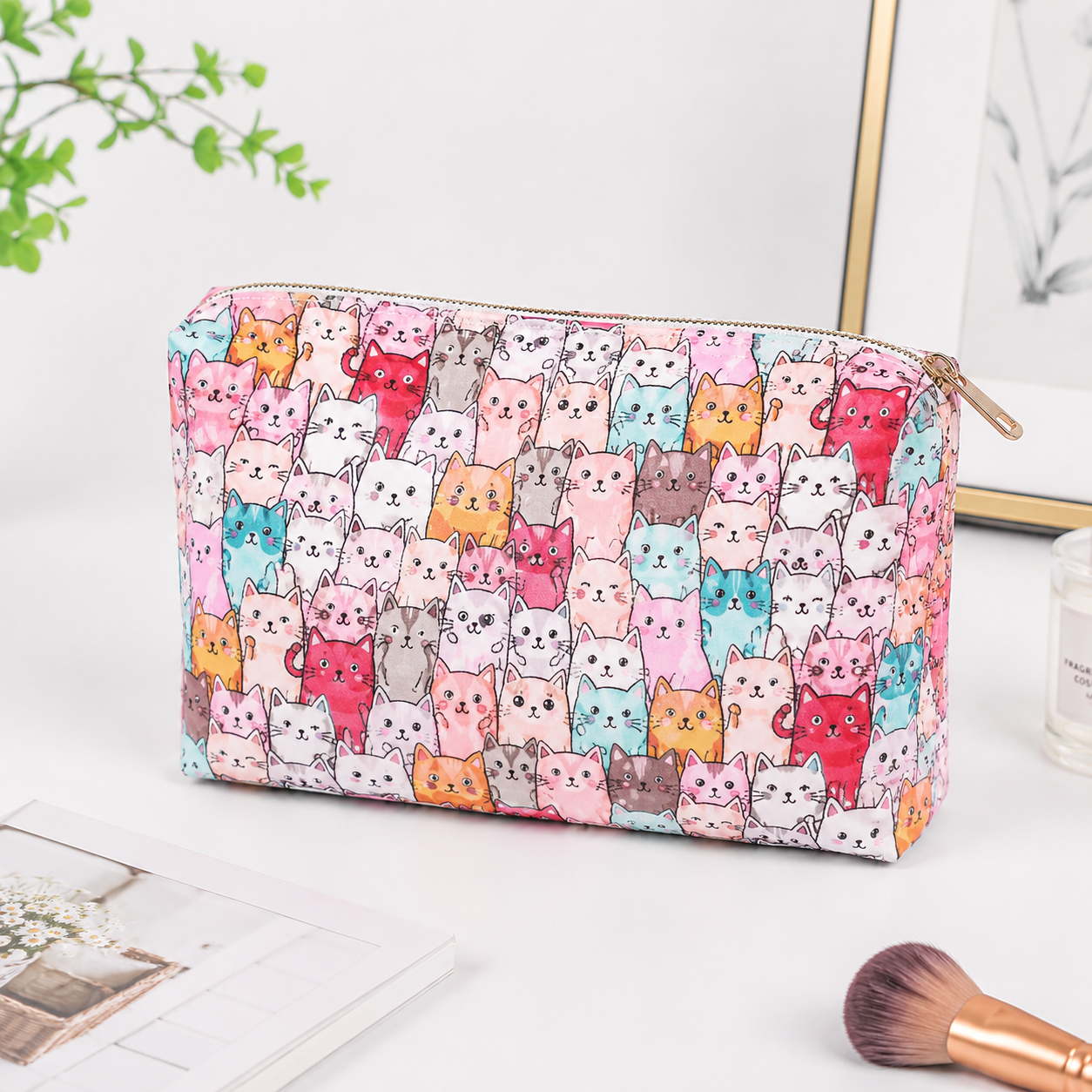 Neceser Estampado Gatitos – Rosa Fuscia