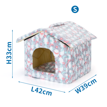 Casita de felpa con estrellas para perro y gato – Gris