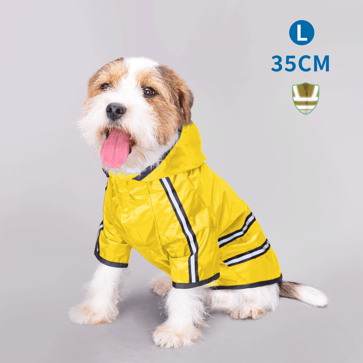 Chubasquero impermeable con capucha para perro – Amarillo 35 cm