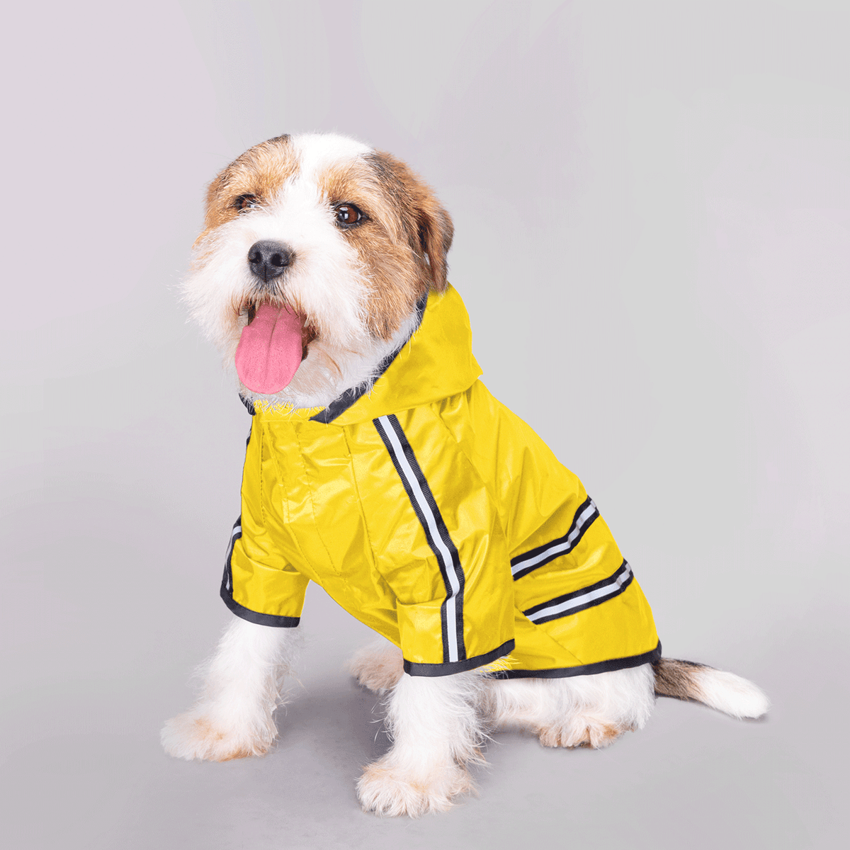 Chubasquero impermeable con capucha para perro – Amarillo 35 cm