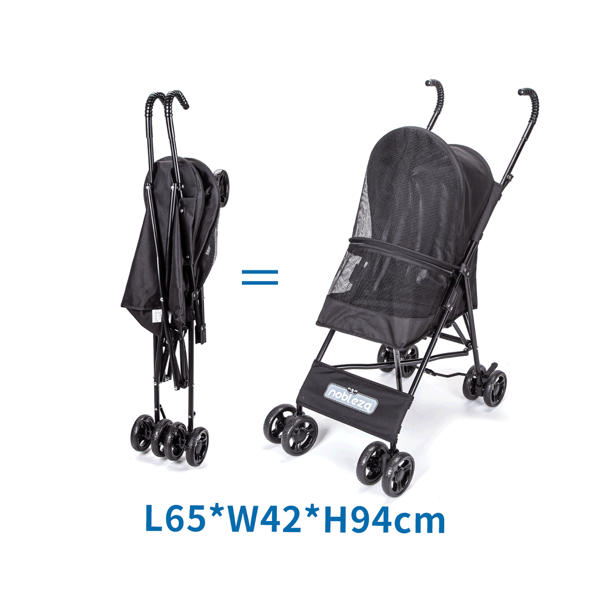 Cochecito de paseo para perro y gato – Negro